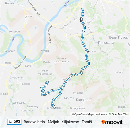 593 Bus Line Map