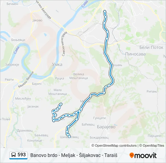 593 Bus Line Map