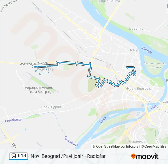613 Bus Line Map