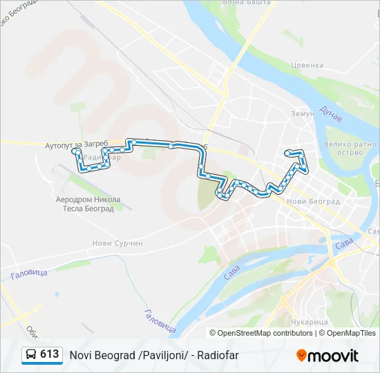 613 Bus Line Map