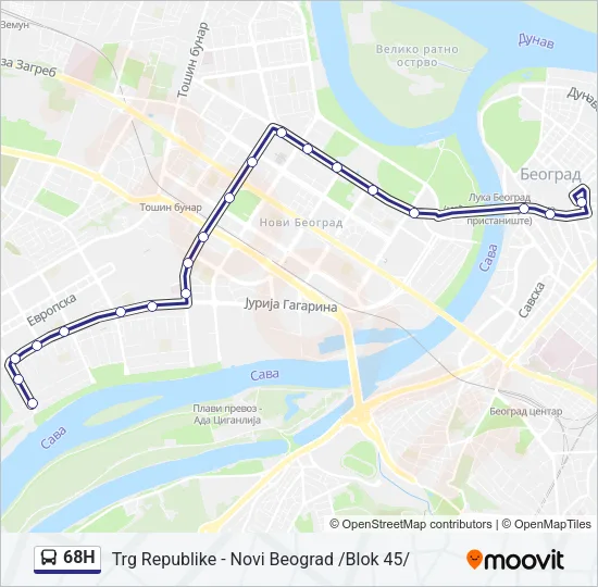 68Н Bus Line Map