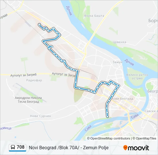 708 Bus Line Map