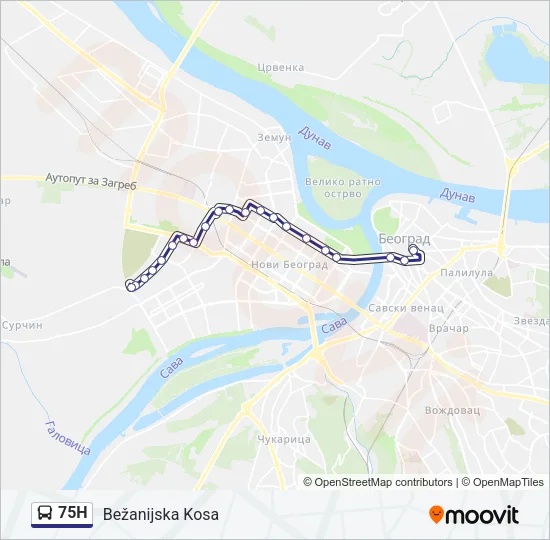 75Н Bus Line Map