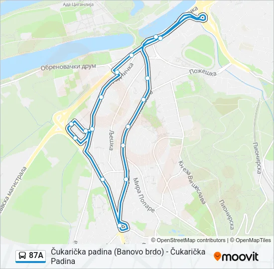 87A Bus Line Map