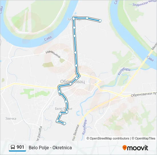 901 Bus Line Map