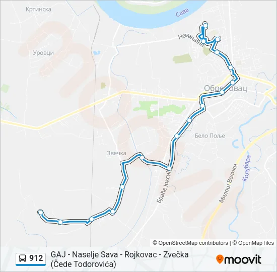 912 Bus Line Map
