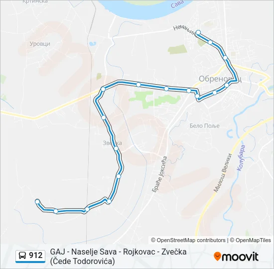 912 Bus Line Map