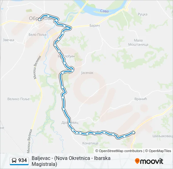934 Bus Line Map
