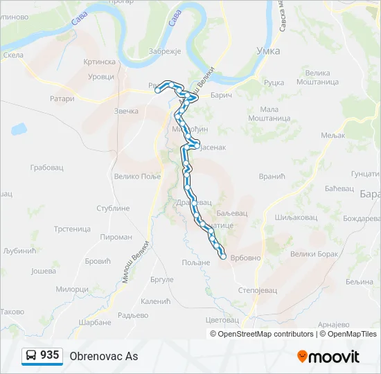 935 Bus Line Map