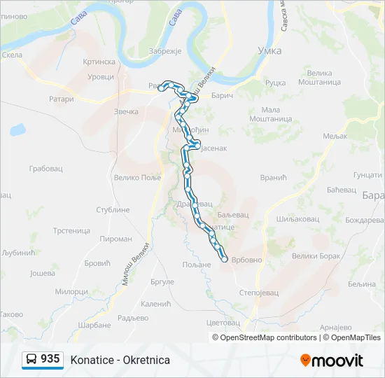935 Bus Line Map