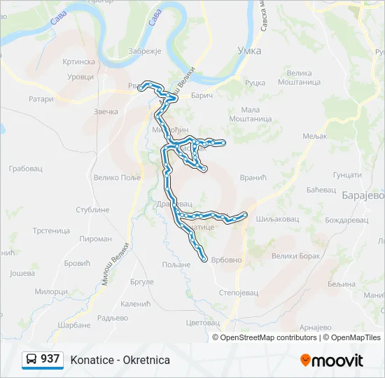 937 Bus Line Map
