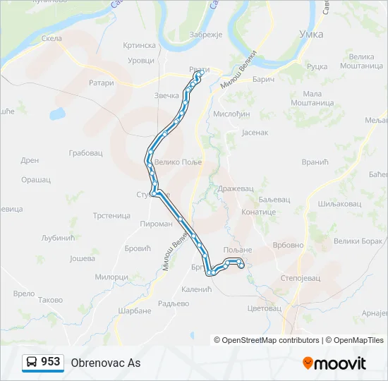 953 autobus mapa linije