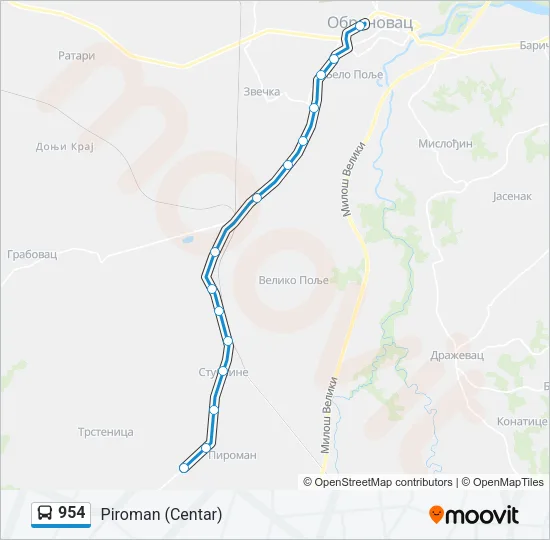 954 Bus Line Map