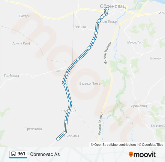 961 Bus Line Map