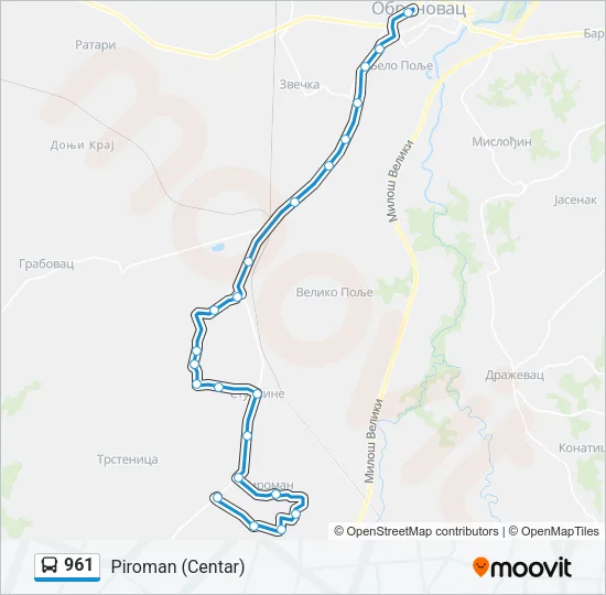961 Bus Line Map