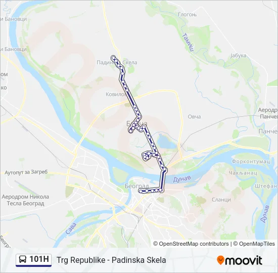 101Н Bus Line Map