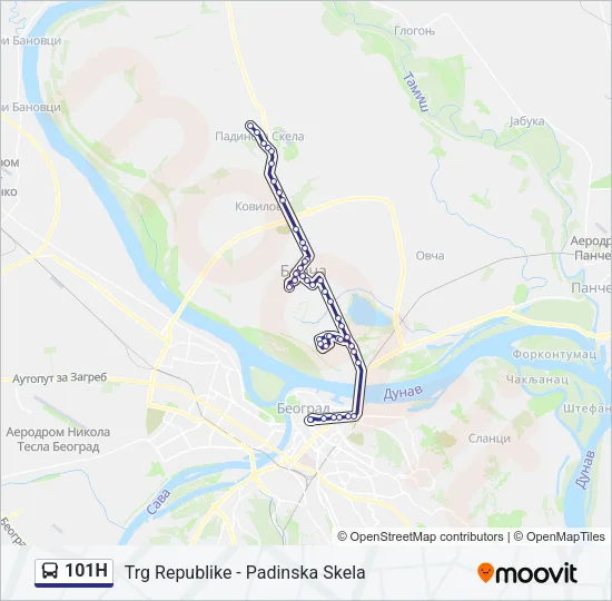 101Н Bus Line Map