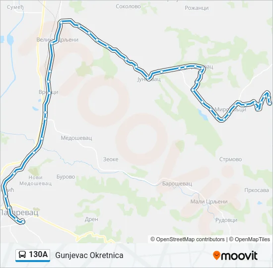130А Bus Line Map