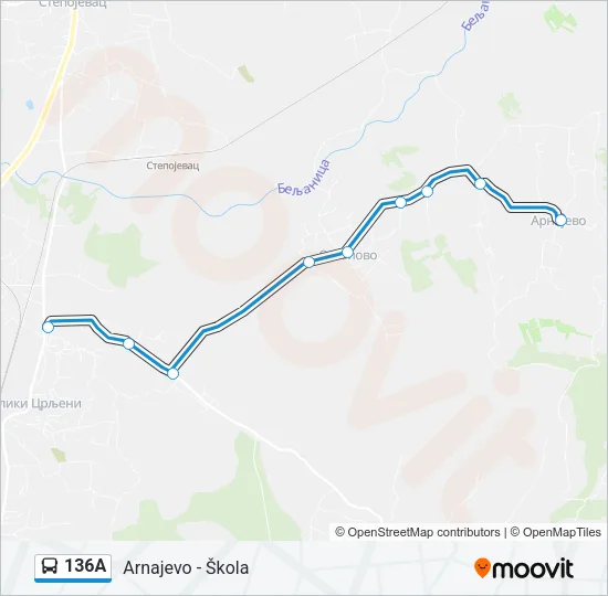 136А Bus Line Map