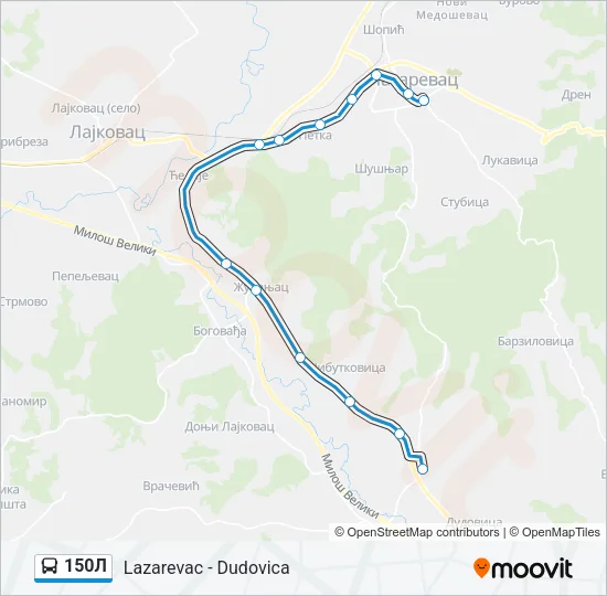 150Л Bus Line Map