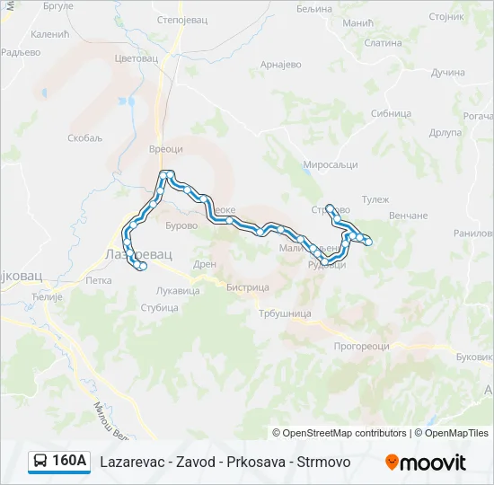 160А Bus Line Map