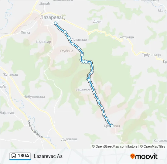 180А Bus Line Map