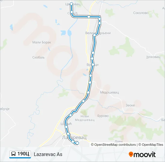 190Ц Bus Line Map