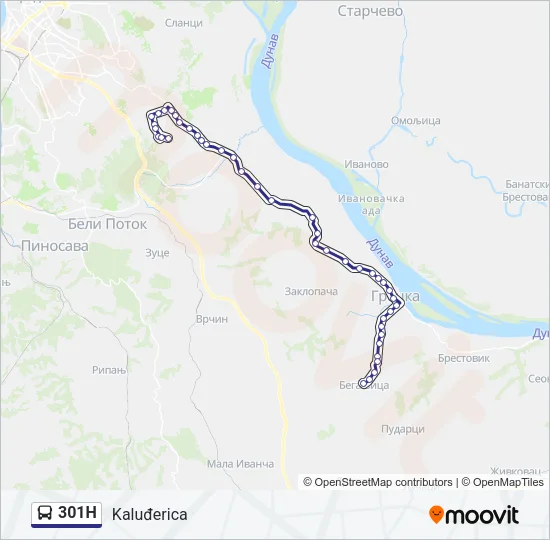 301Н Bus Line Map