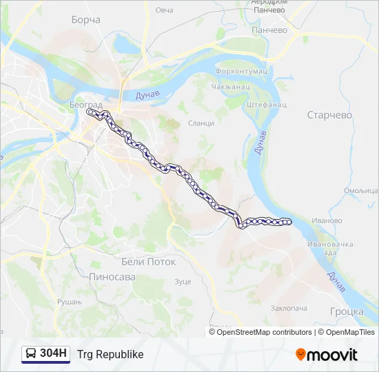 304Н Bus Line Map