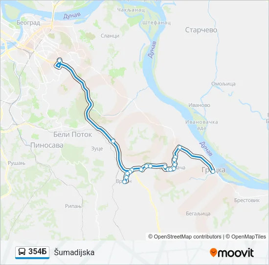 354Б Bus Line Map