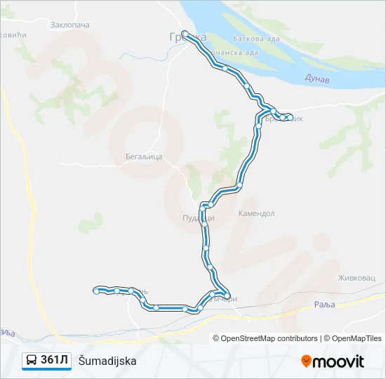 361Л Bus Line Map
