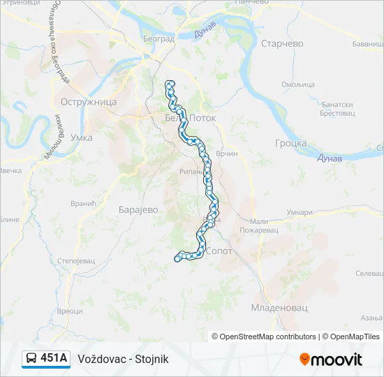 451А Bus Line Map