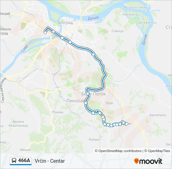 466А Bus Line Map