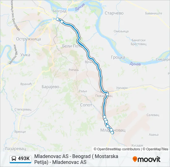 493К Bus Line Map