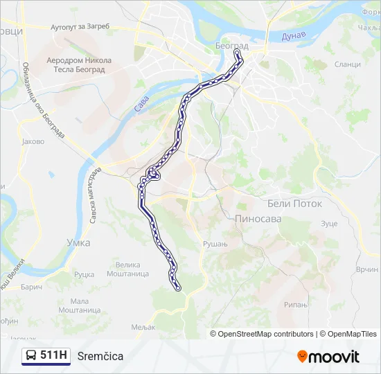 511Н Bus Line Map