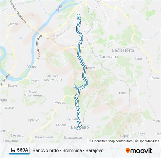 560А Bus Line Map