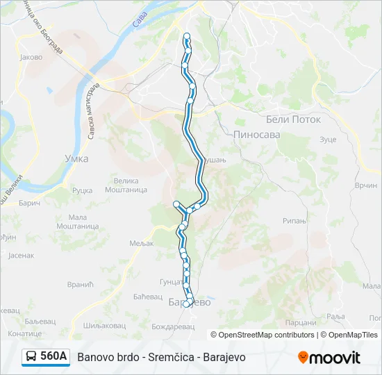 560А Bus Line Map