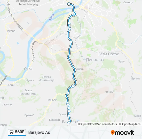 560Е Bus Line Map