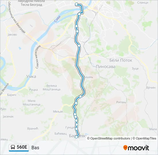 560Е Bus Line Map