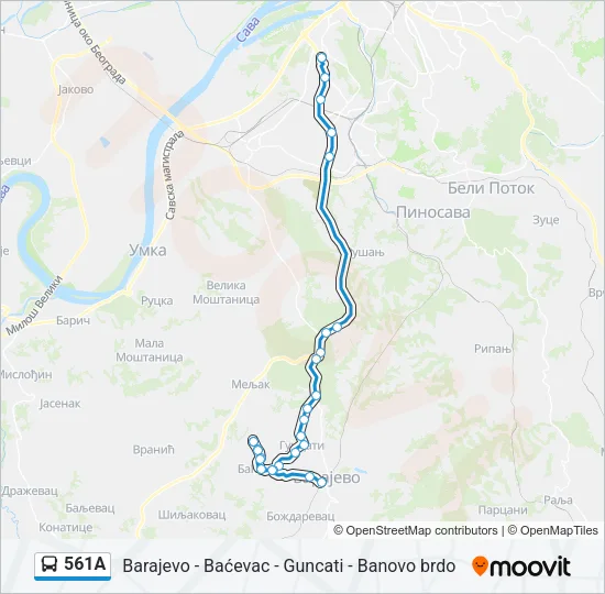 561А Bus Line Map