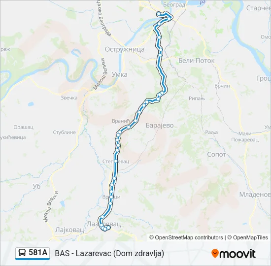 581А Bus Line Map