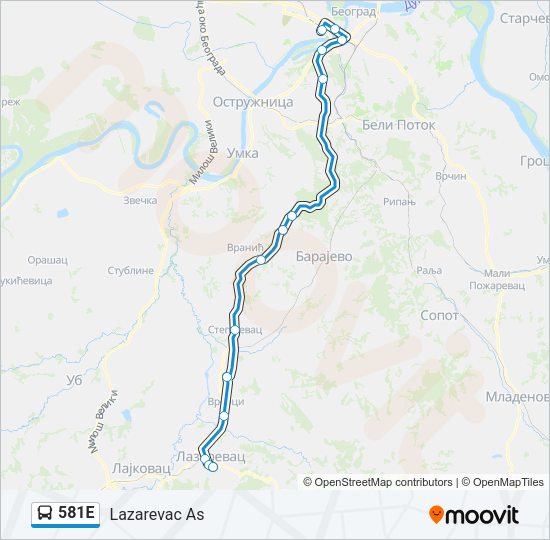 581Е Bus Line Map