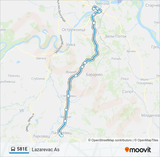 581Е autobus mapa linije