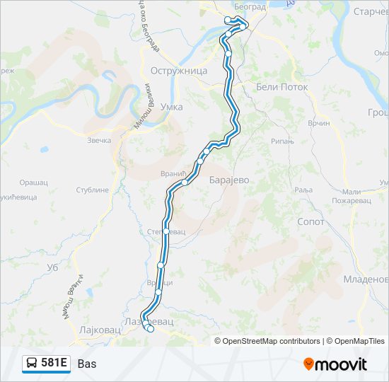 581Е Bus Line Map
