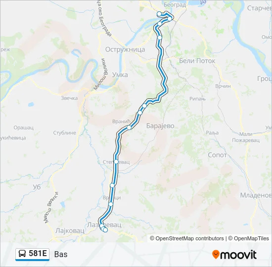 581Е Bus Line Map