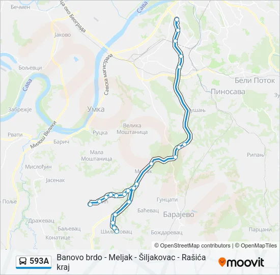 593А Bus Line Map