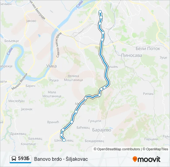 593Б Bus Line Map