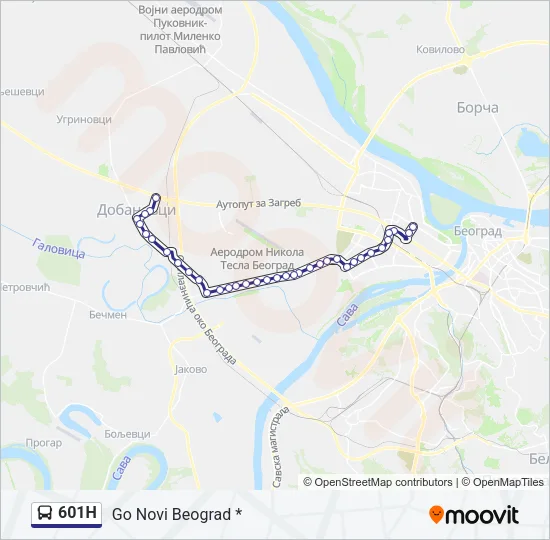 601Н Bus Line Map