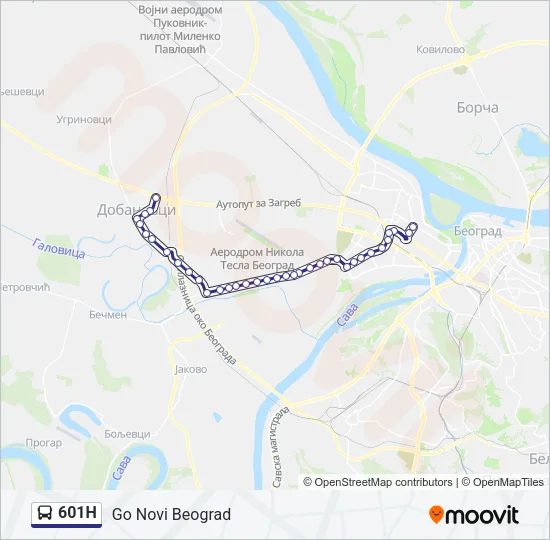 601Н Bus Line Map