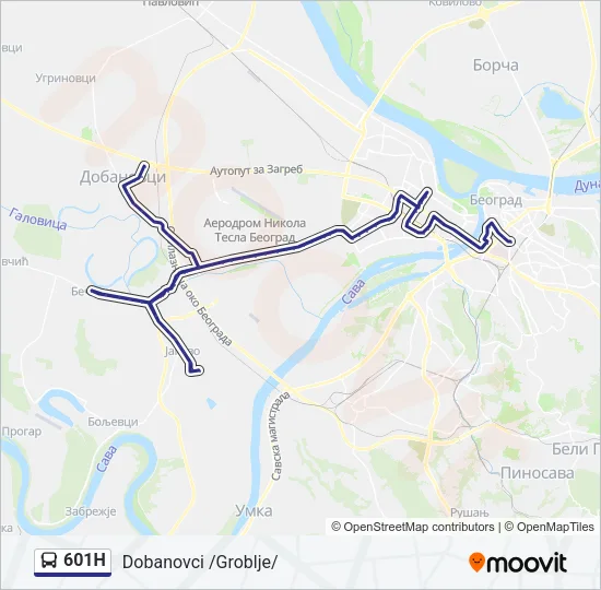 601Н Bus Line Map